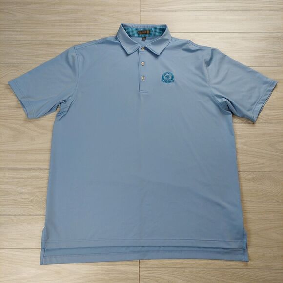 Peter Millar Summer Comfort‎ Golf Polo Shirt Mens XL Blue Hilton Head SC *Flaw* - Picture 1 of 9